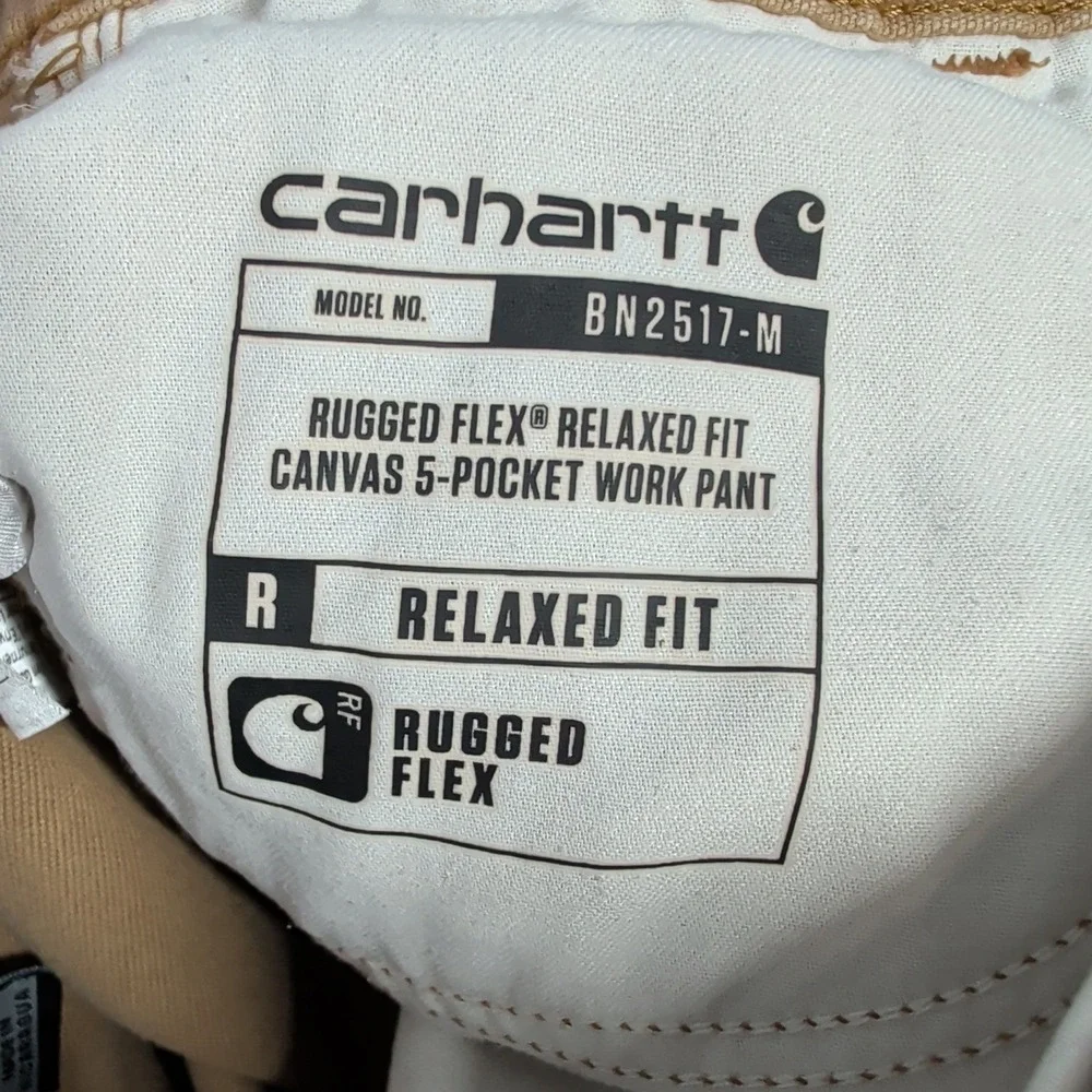 Carhartt Work‎ Pant Mens 31x32 Tan Rugged Flex Relaxed Fit BN2517-M Distressed